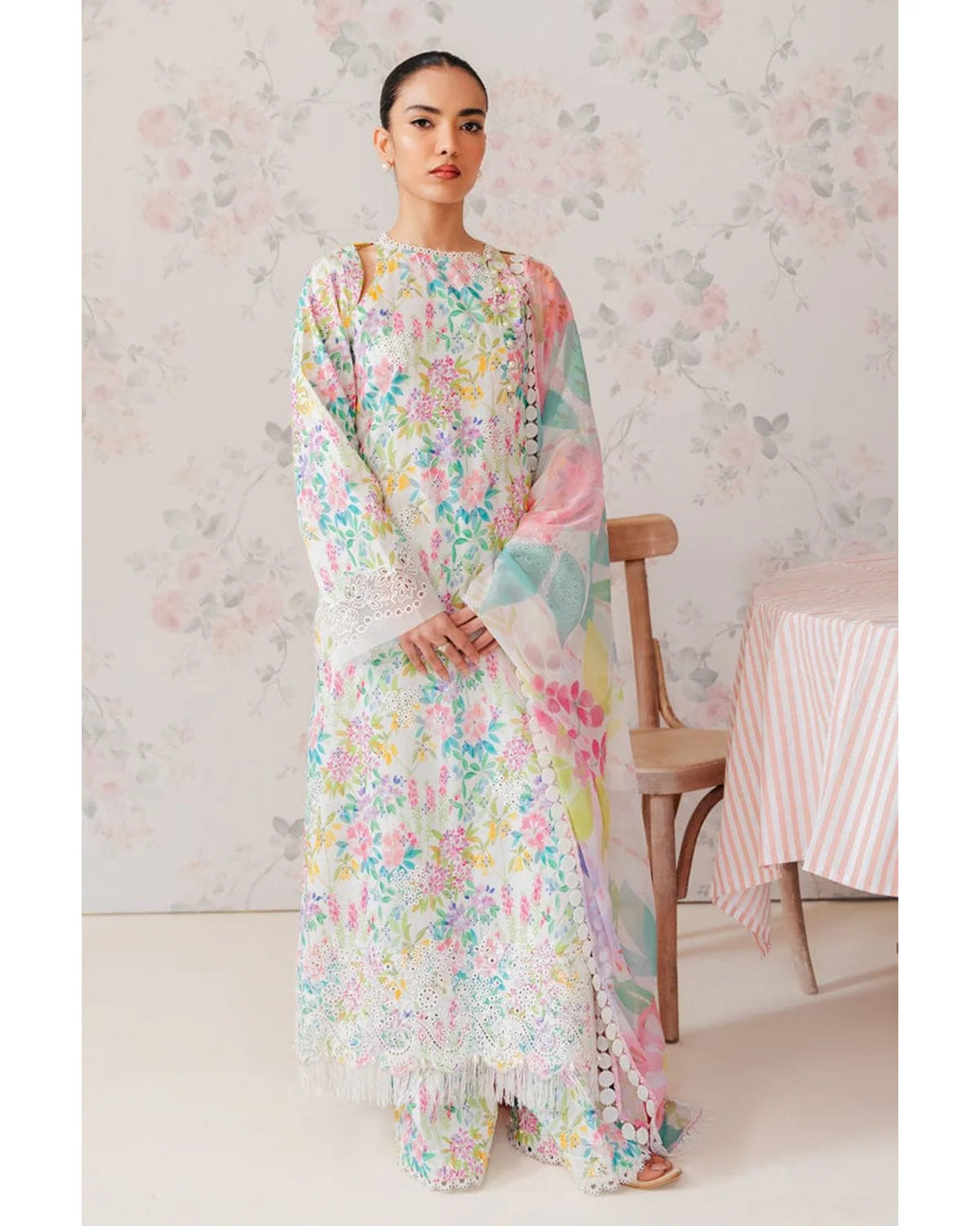 Afrozeh633-Vanilla Lawn ChickenKari Collection