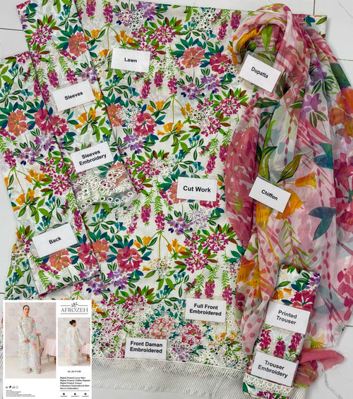 Afrozeh633-Vanilla Lawn ChickenKari Collection