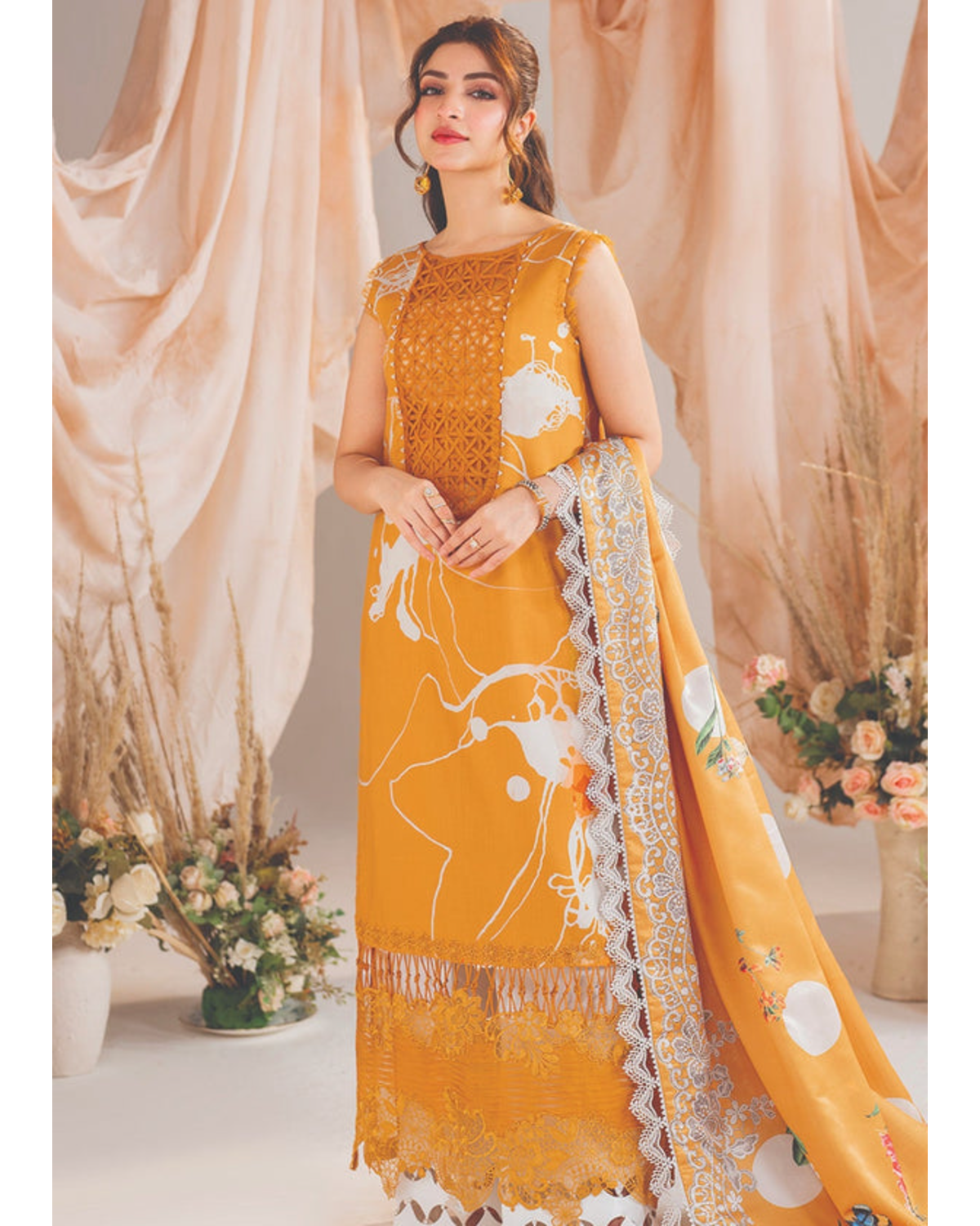 Asifa & Nabeel Meraki Mustard Lawn Collection