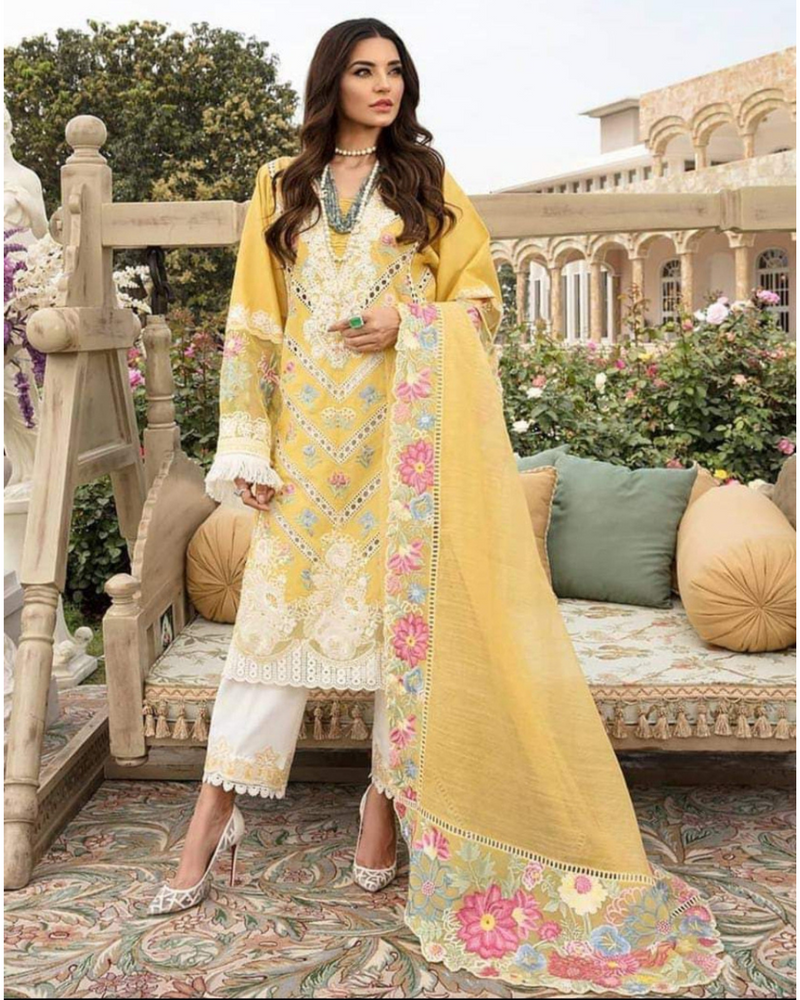 Crimson A FLORAL AFFAIR - AMBER Unstitched Chickenkari 3-Piece Luxury Lawn Suit