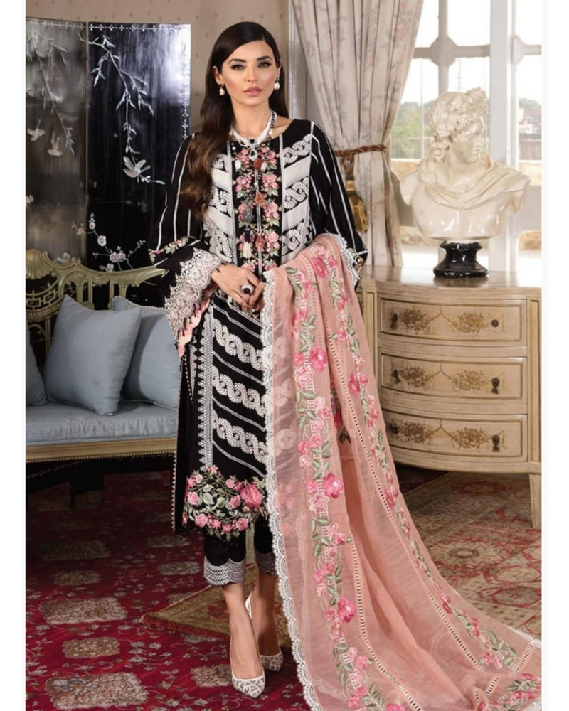 Crimson PLEATED PERFECTION - MIDNIGHT Unstitched Chickenkari 3-Piece Luxury Lawn Suit